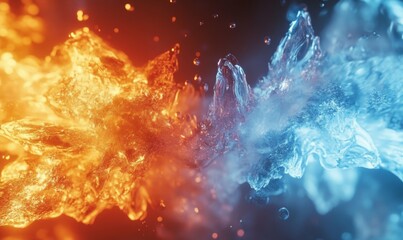 Fire and Ice Elements in Close-Up, Abstract Conceptual Image Generative AI