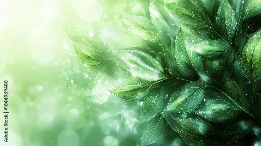 Poster an elegant green background with subtle gradients and abstract shapes, creating a peaceful ambiance 