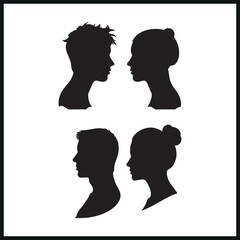 Avatar portrait silhouettes. Woman and man