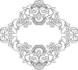 Vector sketch illustration silhouette design ornate ornament classic vintage ethnic floral decoration