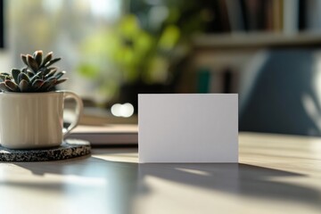 Blank Business Card on Modern Office Table for Corporate Identity and Branding Generative AI