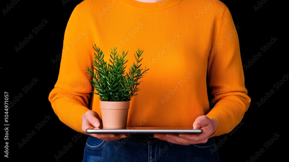 Poster Close up of a businesswoman s hand using a pen to interact with detailed digital charts graphs and analytics displayed on a tablet screen