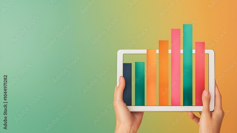 Fototapete graceful female hand delicately navigating through complex graphs and business analytics visualized 