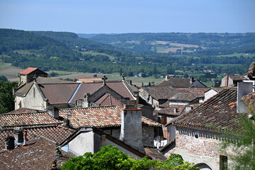 Rooftops of the French town of Penne D'Agenais in the Lot et Garonne region