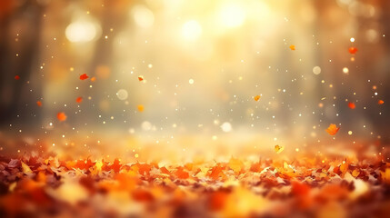 Autumn Leaves Background - Golden Light, Falling Leaves, Blurred Forest
