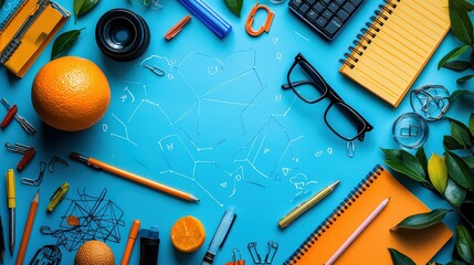 An eye-catching education flyer layout with bold colors, images of school supplies, and engaging graphics, highlighting innovative academic programs.