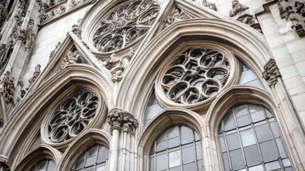 Fototapeta premium Intricate Gothic Architectural Detail of Cathedral Window