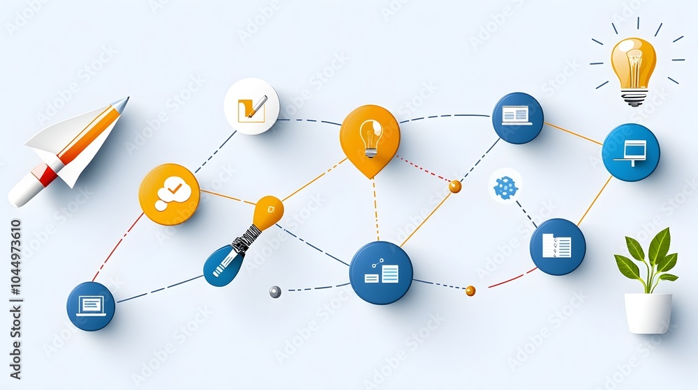 Fototapete Comprehensive workflow infographic showcasing a systematic approach to business execution objective setting resource optimization and team for enhanced productivity and efficiency