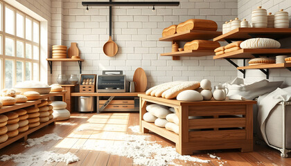 Bread Shop Bake Dough Flour Bakery isolated with white highlights, png