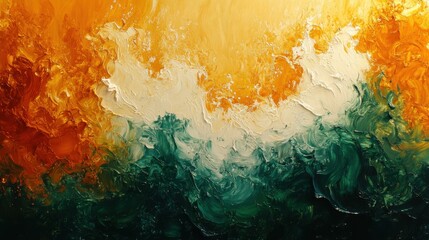 Fototapeta premium Painting of a painting of a yellow and green wave