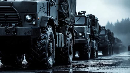 Peel and stick wall murals Military transport vehicles, showcasing vehicles used to transport troops, equipment, and supplies in military operations