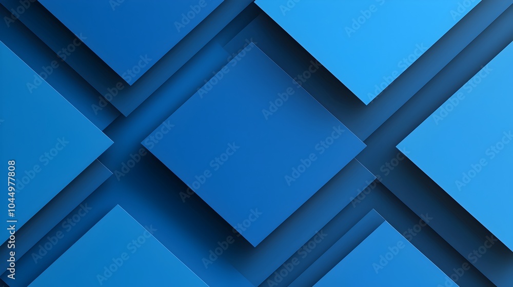 Poster Captivating Blue Geometric Abstract Background with Gradient Blocks and Shadows for Modern Digital Design and Technology Concepts