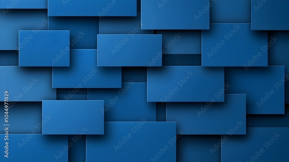 Poster Striking Blue Geometric Background with Gradient Blocks and Subtle Shadows Designed for Showcasing Modern Technology Digital Media and Innovative Design Concepts