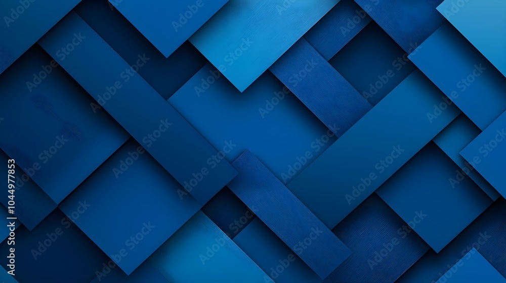 Poster Stunning blue geometric abstract background with gradient blocks and soft shadows showcasing a minimalist and modern style perfect for a variety of digital design applications such as technology