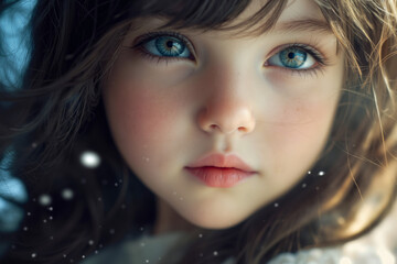 Fototapeta premium A close up of a little girl with blue eyes