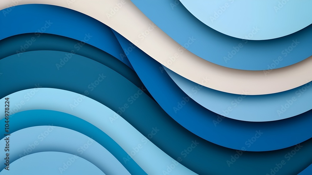 Poster Vibrant Blue Geometric Abstract Background with Layered Gradient Shapes and Soft Shadows Designed for Futuristic Technology Concepts and Modern Minimalist Digital Artwork