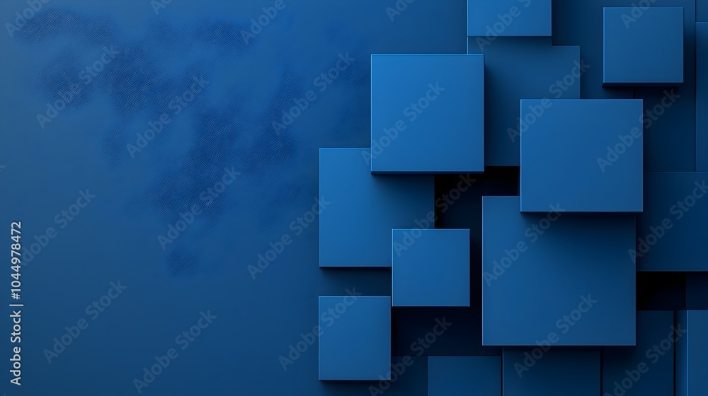 Poster futuristic blue abstract background with geometric blocks and shadows minimalist gradient design for