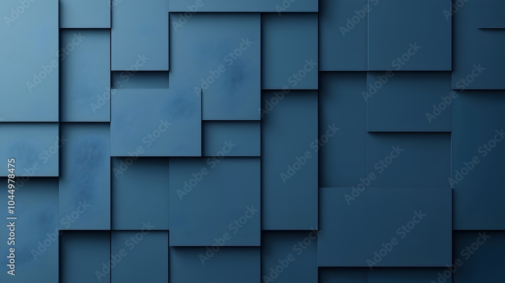 Poster Blue and gray geometric shapes with gradient transitions and soft shadows creating a minimalist and modern abstract design concept suitable for technology digital and visual media applications