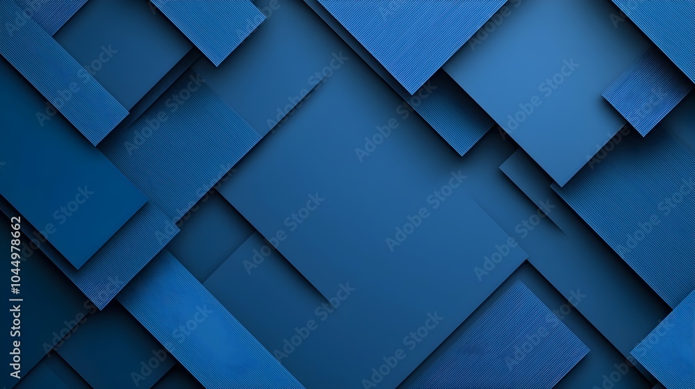 Poster striking abstract background with futuristic geometric shapes and soft shadows in shades of blue per