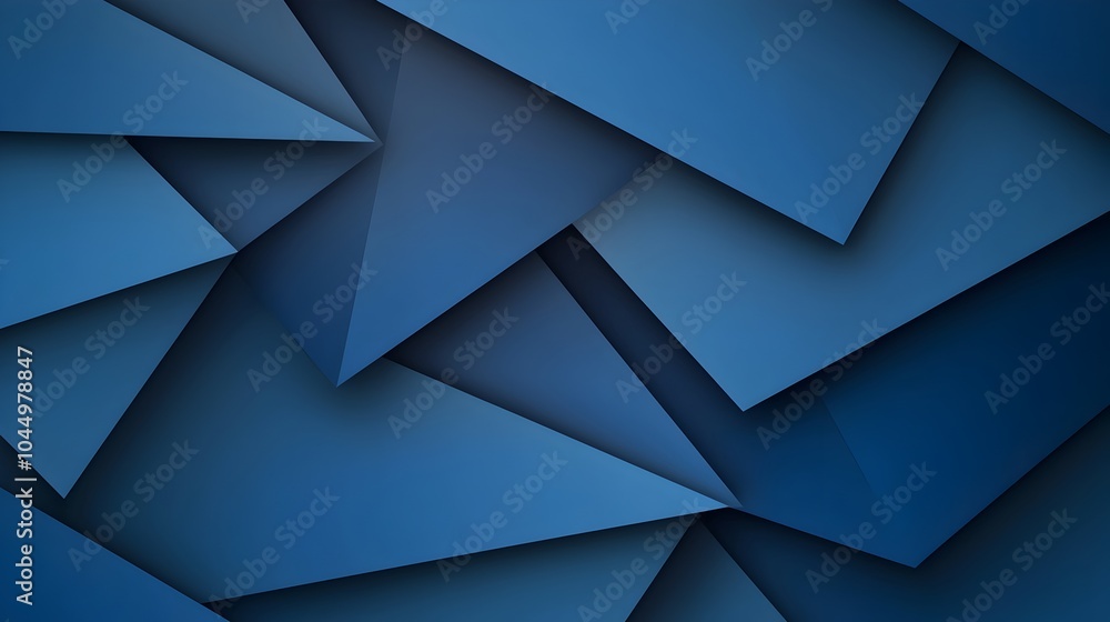 Poster Striking abstract composition featuring gradient blue geometric shapes with sharp angles and subtle shadows