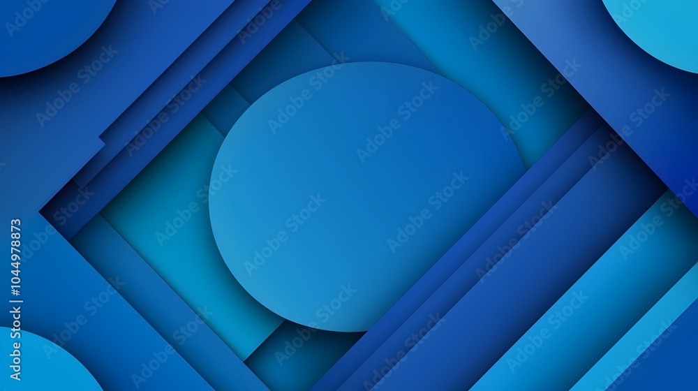 Poster Gradient blue geometric shapes with sharp angles and subtle shadows create a futuristic and minimalist design perfect for abstract tech and digital background applications