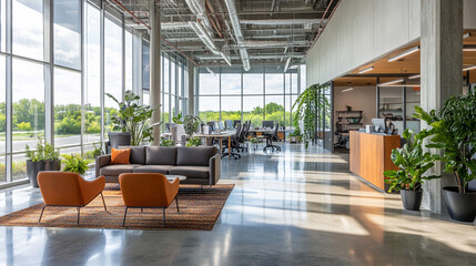 Open-Concept Office with Natural Light Modern Work 