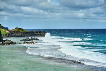 Le Gris Gris cliffs and beach on the south coast of Mauritius island, Africa