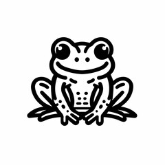 Obraz premium frog as a logo icon one line art outline cartoon black and white illustration, coloring page, white transparent background