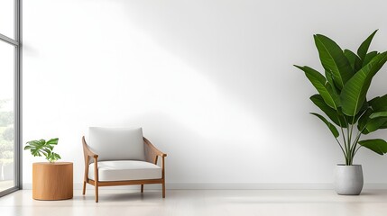 Sophisticated Contemporary Luxury Living Room with Bright and Airy Interiors 3D Rendered Scene Featuring Sleek Furniture and Open Layout Perfect for Mockup Use