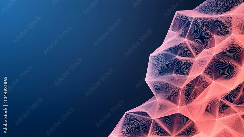 Poster Sparkling digital polygonal mesh in 3D abstract geometric background perfect for creative landing page concepts tech designs web layouts banner designs and other futuristic digital art projects