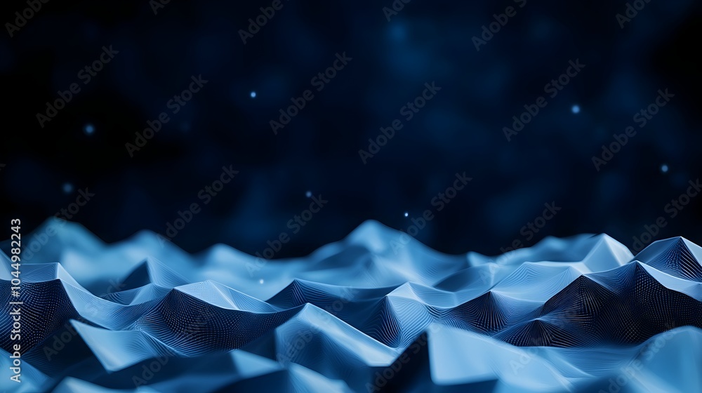 Poster Captivating abstract digital background featuring a sparkling low poly polygonal mesh in vibrant prismatic colors  This dynamic generative 3D render is perfect for futuristic tech concepts