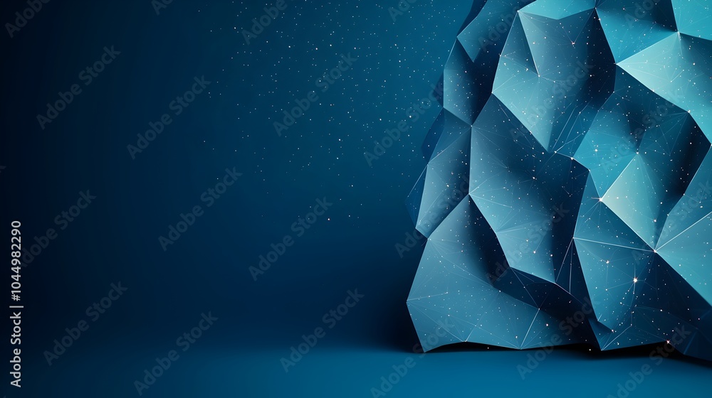 Poster Striking digital abstract background featuring a modern 3D polygonal mesh with captivating sparkly effects perfect for creative landing pages high tech design projects and visually driven branding