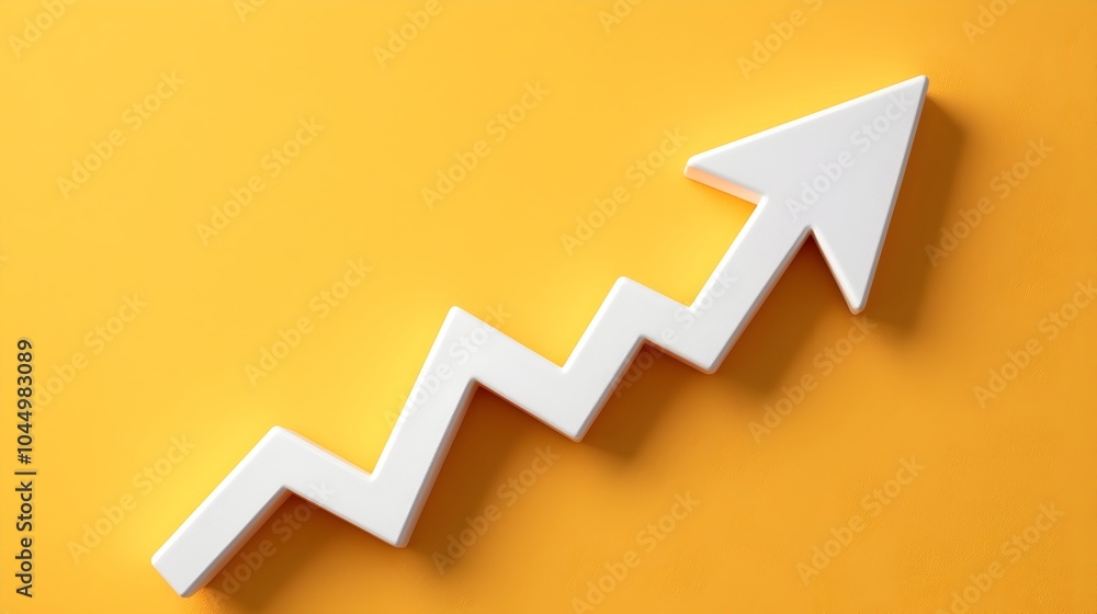 Poster downward arrow icon with percent symbol falling on bright yellow 3d background visualizing the decli