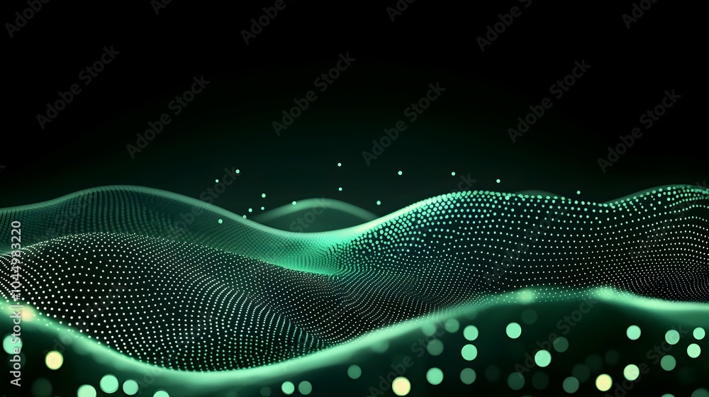 Fototapete Generative Concept with Glowing Dots and Lines Creating a Futuristic Digital Landscape Illustrating Dynamic Data Flow on a Dark Backdrop