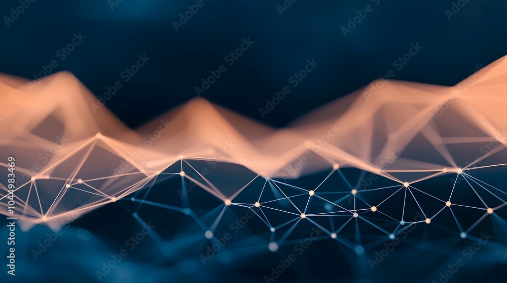 Fototapete futuristic digital landscape featuring a network of glowing dots and connecting lines showcasing the