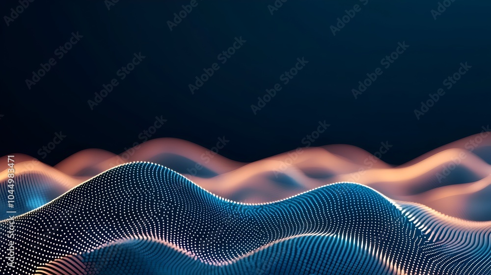 Aufkleber Mesmerizing digital landscape with glowing dots and connecting lines creating a futuristic abstract setting that showcases the flow of data and the power of generative technology