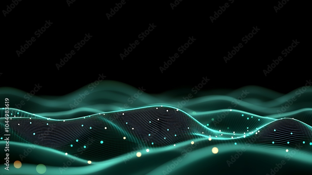 Poster Glowing Data Flow Landscape with Generative Connectivity and Digital Backdrop  Abstract and futuristic visualization of digital information technology and interconnectivity