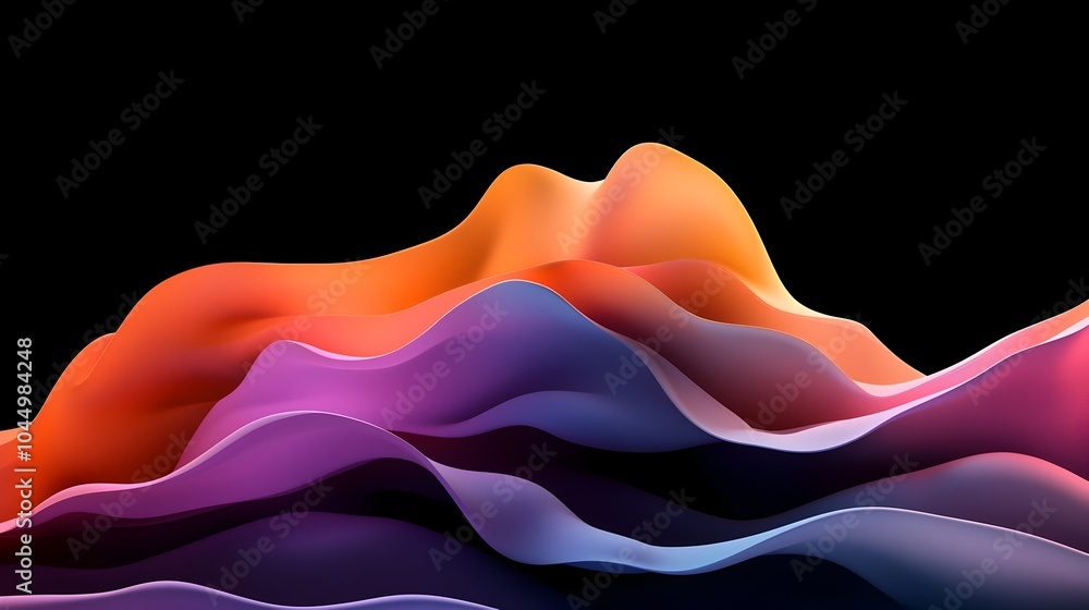 Leinwandbilder Mesmerizing abstract iridescent shape floating effortlessly against a dark moody backdrop with smooth 3D render highlights and deep contrast between the vibrant colors and shadows