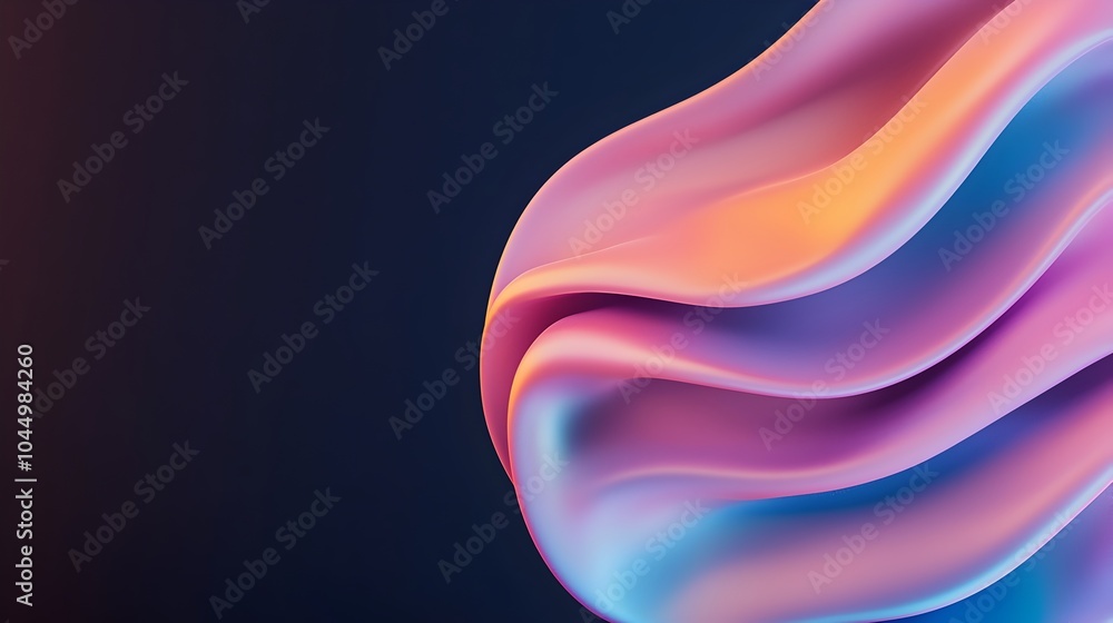 Poster Mesmerizing Iridescent Shape Floating in a Captivating Dark Background with Smooth 3D Highlights and Dynamic Contrasts between Colors and Shadows Creating an Ethereal and Visionary Digital Art Piece
