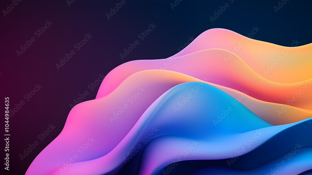 Aufkleber Shimmering iridescent 3D figure with soft light reflections standing out against a dark minimalistic background with vibrant gradient effects creating a futuristic and ethereal atmosphere