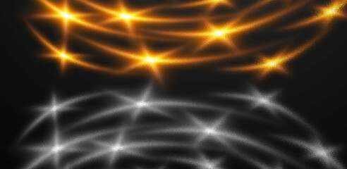 Abstract light stars on dark textured background. Design template of flier, banner, cover, poster. Elegant light and shine template.