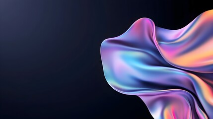 Naklejka premium Mesmerizing Iridescent 3D Abstract Floating Shape with Subtle Lighting Accents on Dark Background Futuristic Innovative and Conceptual Digital Artwork