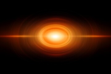 A bright orange light shines in the center of concentric circles, radiating outwards against a black background.