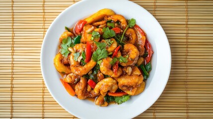 Fototapeta premium Colorful Stir-Fried Dish with Fresh Ingredients