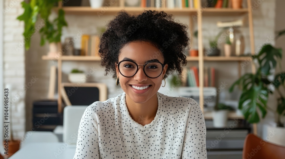 Poster job seeker attending an online interview via video call with a startup owner