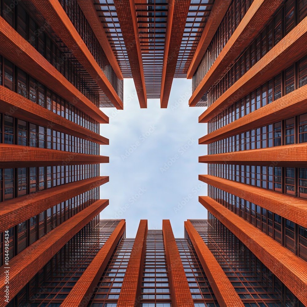 Poster exploring modern architectural design through unique perspectives of urban structures