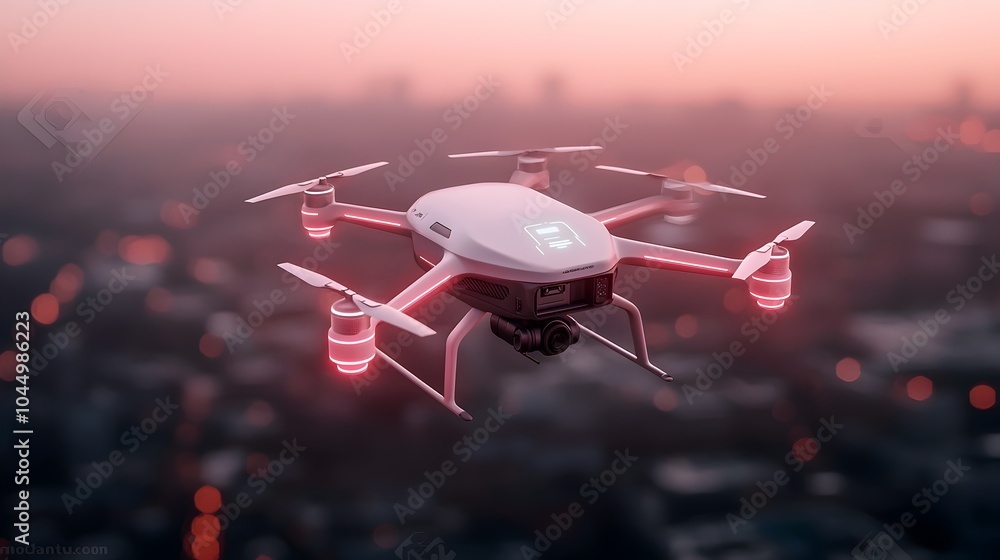 Poster futuristic drone designed for cargo transport featuring a lightweight frame advanced ai and eco frie