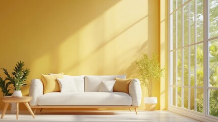 Cozy Interior with Bright Yellow Accents