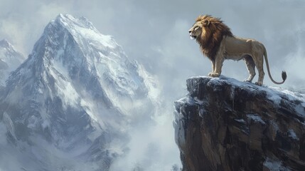 Majestic lion surveying its kingdom