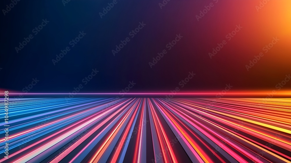 Poster Captivating futuristic abstract background featuring a dark atmospheric setting with overlapping digital grids holographic light trails and bold geometric forms